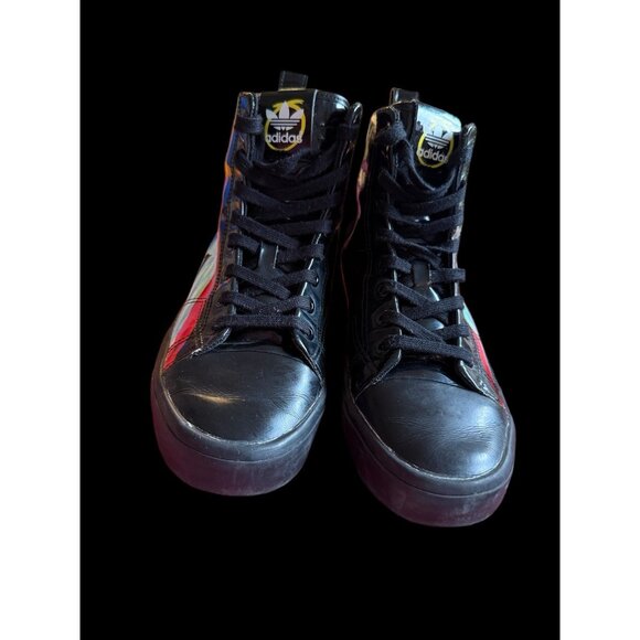 Adidas Womens Black Skeleton Graphic High Top Sneakers Size US 7 - Picture 5 of 16